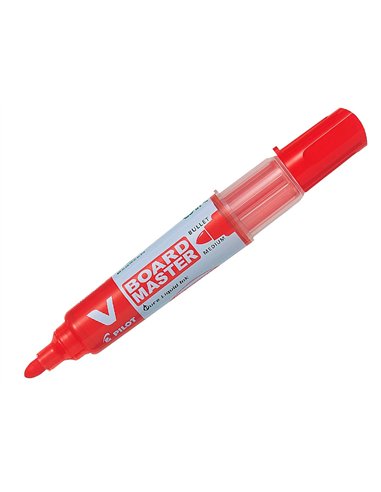 Pack pilot v-board master 10 marqueurs effacables a sec pointe conique moyenne 10 recharges 5 offertes coloris rouge.