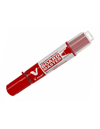 Pack pilot v-board master 10 marqueurs effacables a sec pointe conique moyenne 10 recharges 5 offertes coloris rouge.