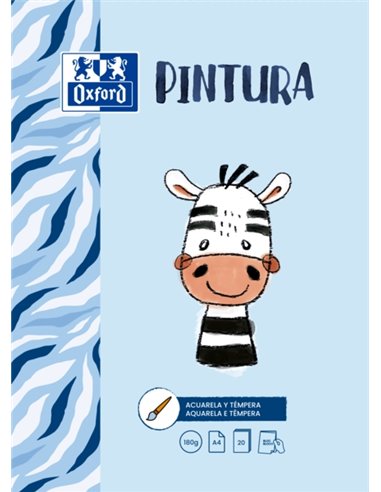 Bloc de peinture collé Oxford pour enfants, format A4, couverture souple/rigide, 20 feuilles 180 g