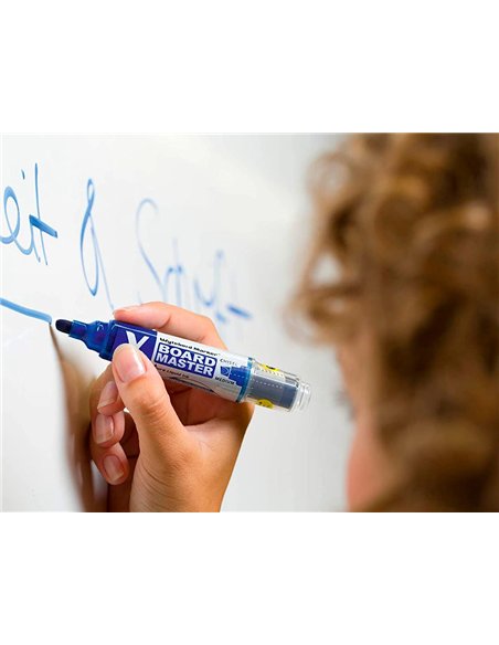 Pack pilot v-board master 10 marqueurs effacables a sec pointe conique moyenne 10 recharges 5 offertes coloris vert.