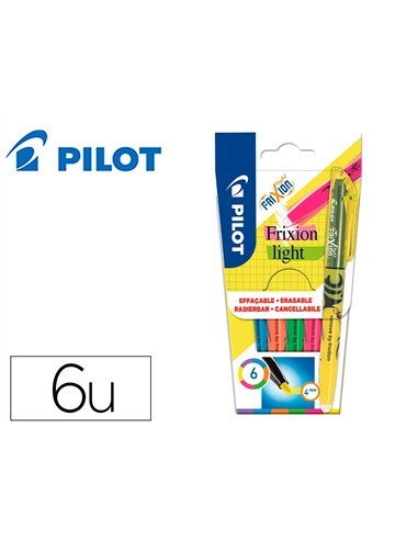 Surligneur pilot frixion light fluo natural pointe moyenne biseautee pochettes de 6 fluo assortis.