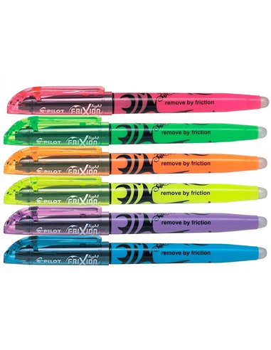 Surligneur pilot frixion light fluo natural pointe moyenne biseautee pochettes de 6 fluo assortis.