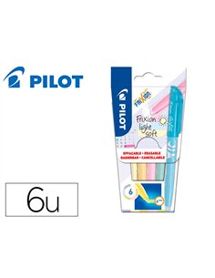 Surligneur pilot frixion light soft effacable pointe moyenne biseautee coloris pastel assortis pochette 6.