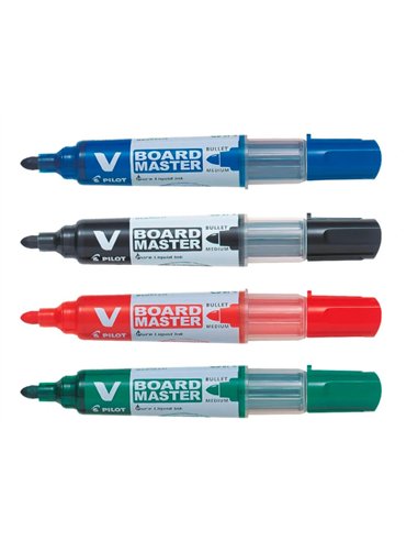 Pack pilot v-board master 10 marqueurs effacables a sec pointe conique moyenne 10 recharges 5 offertes assortis.