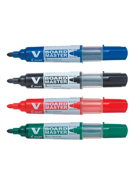 Pack pilot v-board master 10 marqueurs effacables a sec pointe conique moyenne 10 recharges 5 offertes assortis.