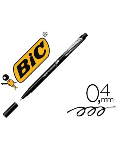 Stylo-feutre bic pointe fine intensity pointe aiguille baguée métal 0.4mm encre fluide intense sans bavures coloris noir.