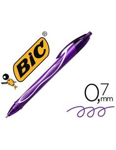 Roller bic gelocity quick dry encre gel pointe 0.7mm coloris violet.
