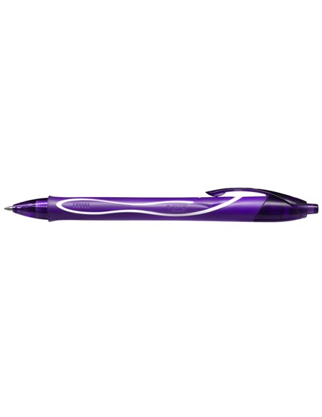 Roller bic gelocity quick dry encre gel pointe 0.7mm coloris violet.