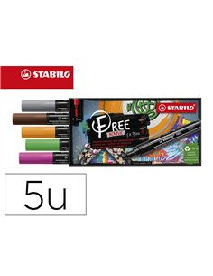 Marqueur stabilo vintage free acrylic toutes surfaces t300 pointe moyenne set 3 coloris assortis coffret 5 unites.