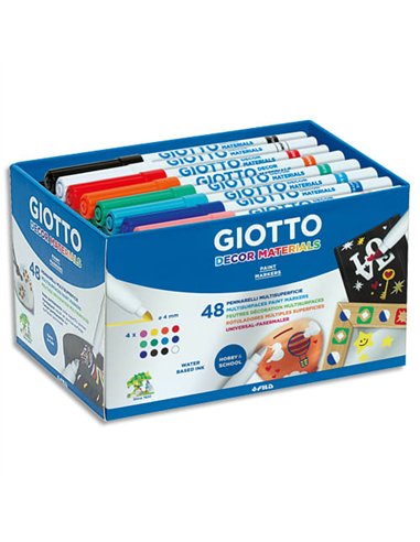 Classpack feutres decor materials giotto multi supports effacables 48 unites coloris assortis.