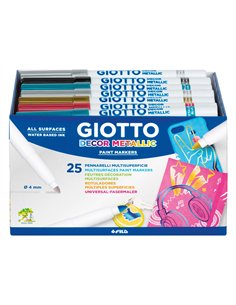 Classpack feutres decor metal giotto multi supports pointe bloquee 24 unites coloris assortis metallises.