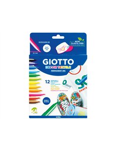 Etui feutres decor textil giotto couleurs permanentes et lavables fixation au fer chaud 12 unites coloris.