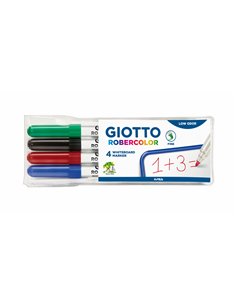 Pochette feutre robercolor pointe fine giotto pour tableau blanc odeur neutre ecriture 1mm 4 unites coloris.
