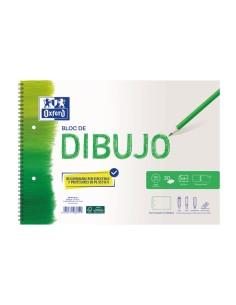 Cahier à spirale Oxford School Drawing A4+ - Couverture souple/dos rigide - 20 feuilles 130 g/m² - Avec cadre et 2 trous