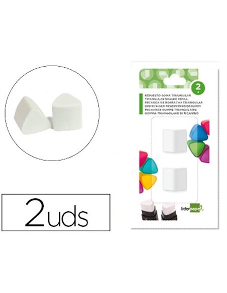 Recharge gomme taille-crayons liderpapel triangulaire sans pvc blister 2 unités.