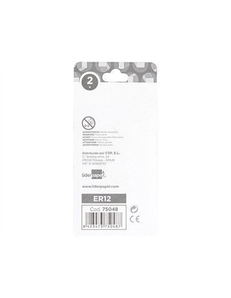 Recharge gomme taille-crayons liderpapel triangulaire sans pvc blister 2 unités.