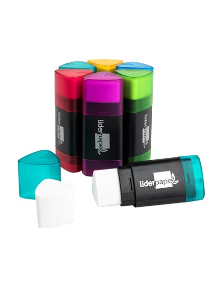 Recharge gomme taille-crayons liderpapel triangulaire sans pvc blister 2 unités.