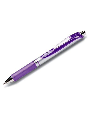 Roller pentel energel retractable rechargeable pointe metal fine 0,7mm clip metal coloris violet.