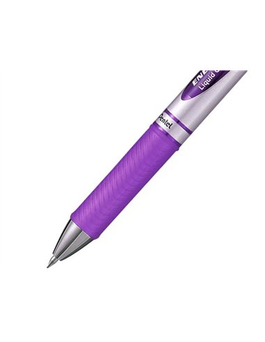 Roller pentel energel retractable rechargeable pointe metal fine 0,7mm clip metal coloris violet.