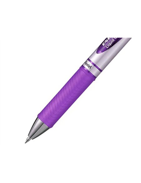 Roller pentel energel retractable rechargeable pointe metal fine 0,7mm clip metal coloris violet.