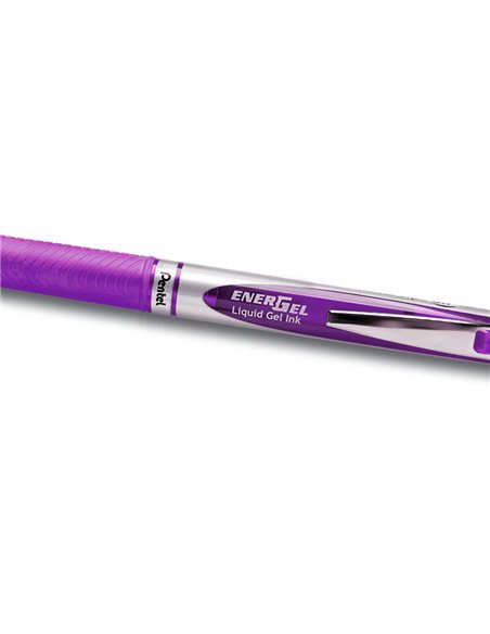 Roller pentel energel retractable rechargeable pointe metal fine 0,7mm clip metal coloris violet.