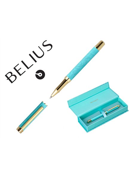 Roller belius wild west aluminium encre noire coloris bleu turquoise boite design.
