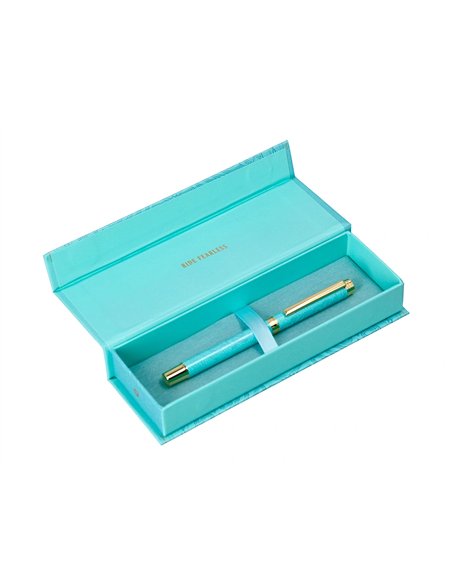 Roller belius wild west aluminium encre noire coloris bleu turquoise boite design.