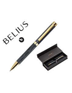 Stylo-bille belius wild west aluminium encre bleue coloris noir dore boite design.