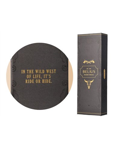 Roller belius wild west aluminium encre noire coloris noir dore boite design.