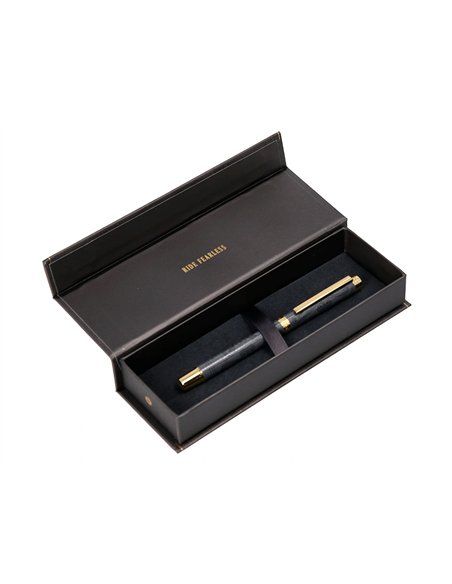 Roller belius wild west aluminium encre noire coloris noir dore boite design.