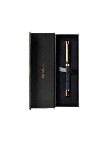 Roller belius wild west aluminium encre noire coloris noir dore boite design.