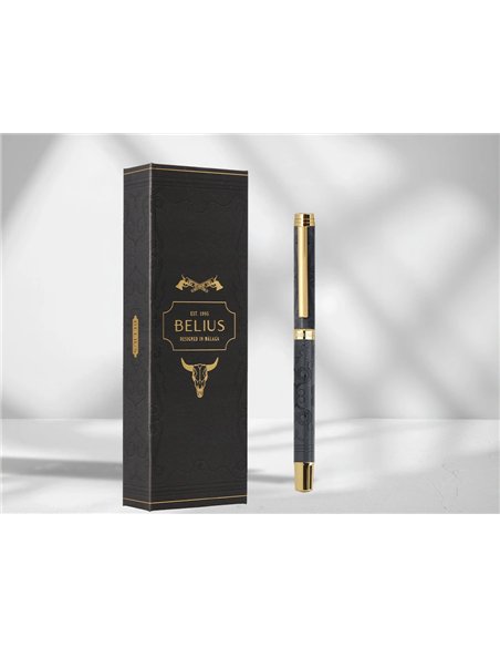Roller belius wild west aluminium encre noire coloris noir dore boite design.