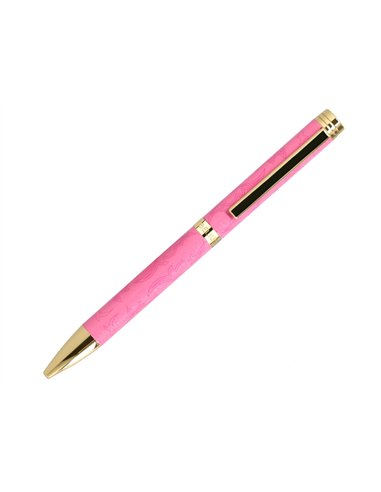 Stylo-bille belius wild west aluminium encre bleue coloris rose dore boite design.