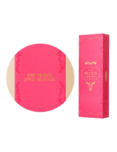 Roller belius wild west aluminium encre noire coloris rose dore boite design.