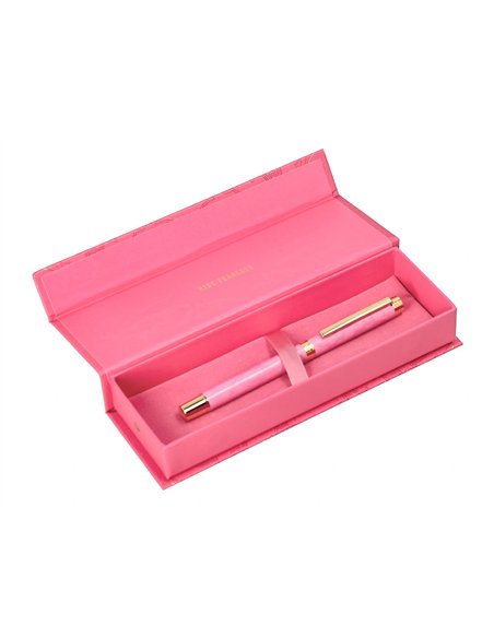 Roller belius wild west aluminium encre noire coloris rose dore boite design.