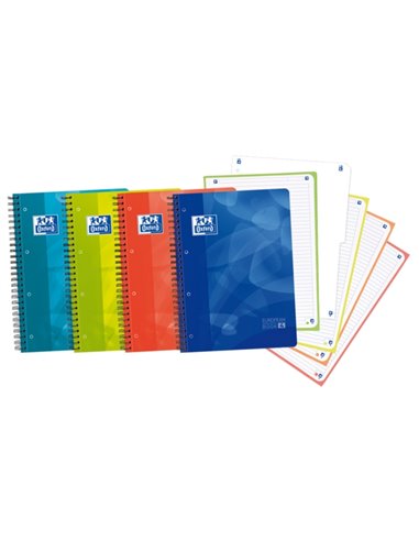 Cahier européen Oxford School Lagoon W&E A4+ - Couverture plastique - 80 feuilles - Intercalaire amovible - Inscription et effac