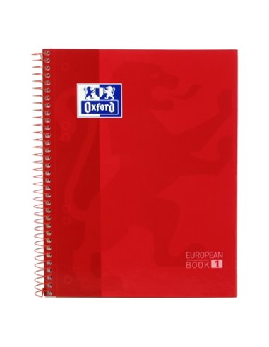 Cahier Oxford School Classic A5+ européen – Couverture extra rigide – Grille 5x5 – 80 feuilles – Rouge