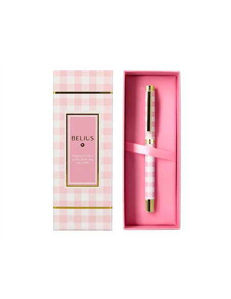 Roller belius picnic aluminium encre noire coloris rose dore boite design.