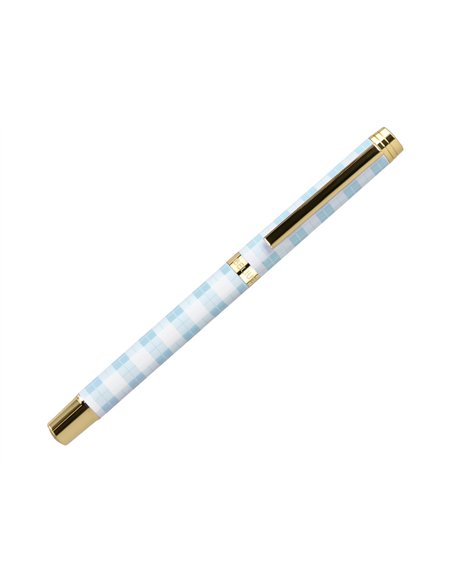 Roller belius picnic aluminium encre noire coloris bleu ciel dore boite design.