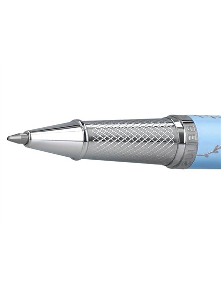 Roller belius collection1 aluminium encre noire coloris bleu ciel design relief argente boite design.