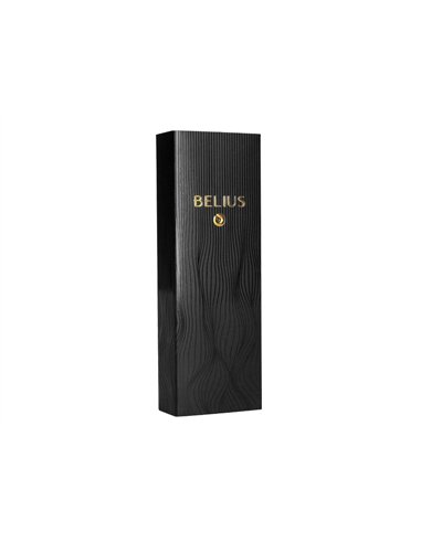 Stylo-plume belius neptuno corps aluminium texture wavy encre bleue coloris bleu marine boite design.