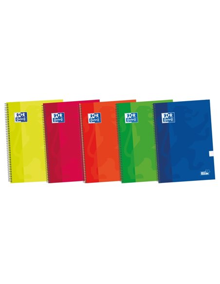 Cahier à spirale Oxford School Classic Write & Erase - Couverture extra rigide - Grille 5x5 avec marge - 80 feuilles - Couleurs 