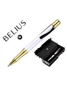 Roller belius b&w aluminium attributs or encre noire coloris noir zebrures blanches dans coffret cadeau.