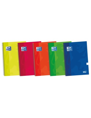 Cahier à spirale Oxford School Classic Write & Erase - Couverture extra rigide - Ligné 2,5 mm avec marge - 80 feuilles - Couleur