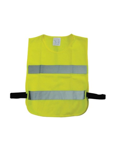 Tablier chasuble polyester 120g/m2 sécurité bande réfléchissante 5cm fermeture velcro 3/5 ans conforme norme en471