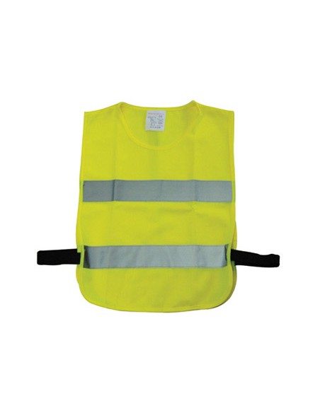 Tablier chasuble polyester 120g/m2 sécurité bande réfléchissante 5cm fermeture velcro 3/5 ans conforme norme en471