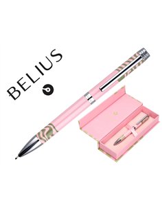 Stylo-bille belius ink dreams aluminium attributs argent encre bleue coloris rose ondulations vert matcha coffret cadeau.