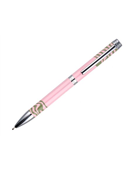 Stylo-bille belius ink dreams aluminium attributs argent encre bleue coloris rose ondulations vert matcha coffret cadeau.