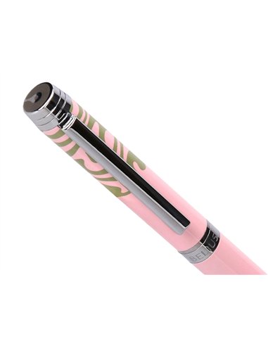 Stylo-bille belius ink dreams aluminium attributs argent encre bleue coloris rose ondulations vert matcha coffret cadeau.