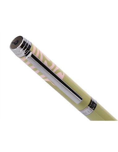 Stylo-bille belius ink dreams aluminium attributs argent encre bleue coloris vert matcha ondulations rose coffret cadeau.